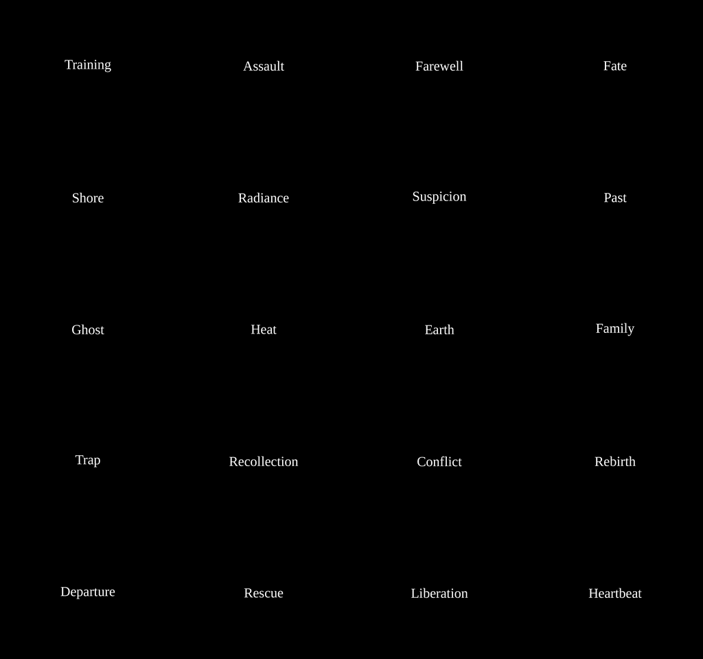 English chapter-card montage